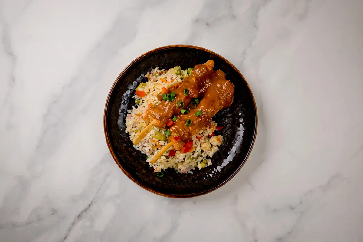 Nasi met kipsaté van De Vitaminebron