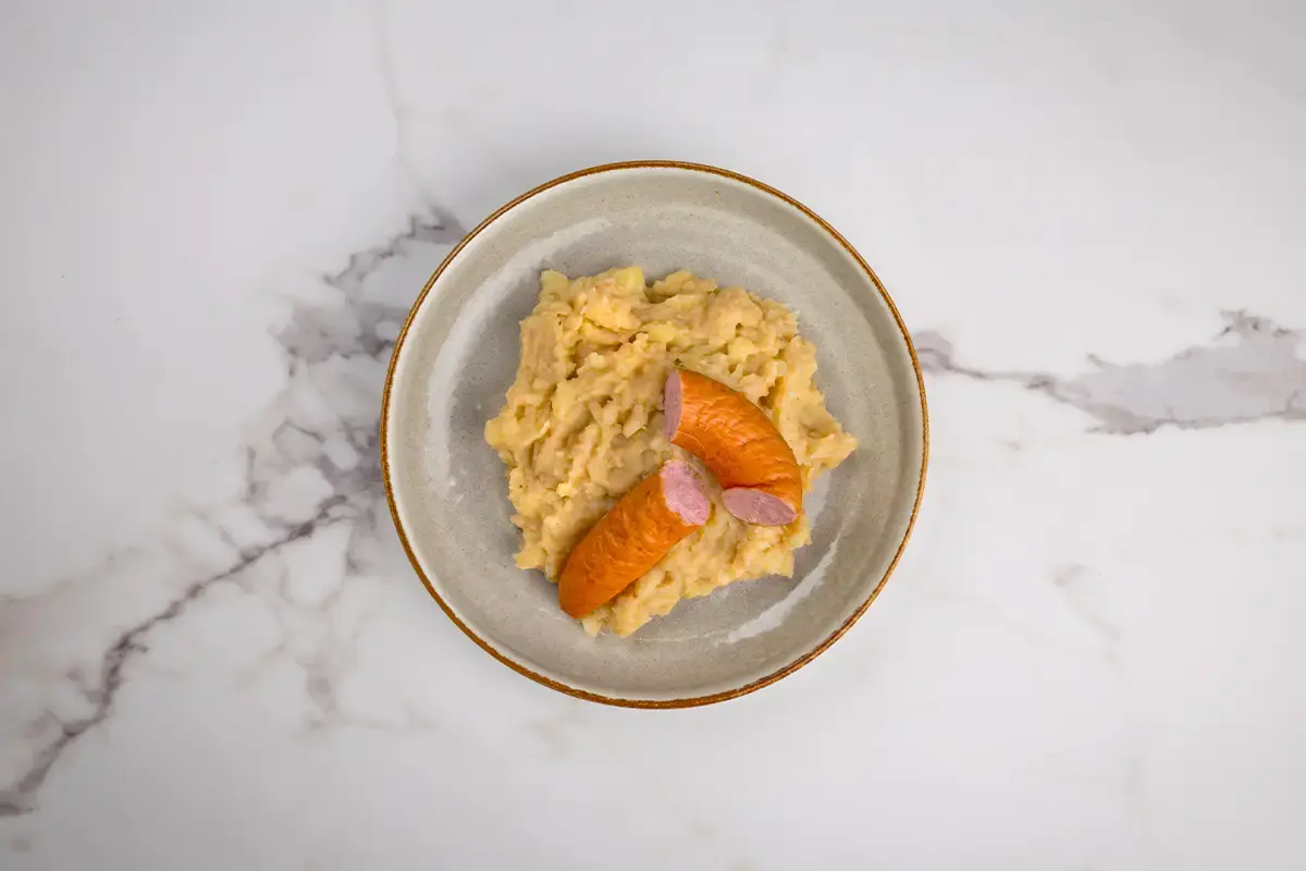 Stamppot hete bliksem met rookworst van De Vitaminebron